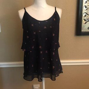 Navy flowy Cabi flowered top